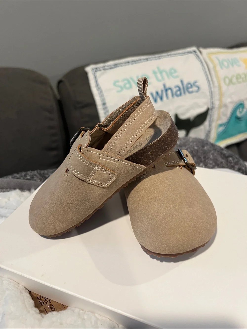 Kids Tan Suede Mary Jane Shoes